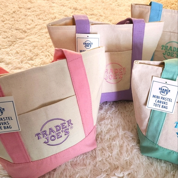 ❤️ Trader Joe’s Pink Mini Canvas Tote Bag - Picture 1 of 4